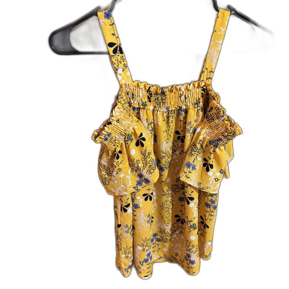 Sienna Sky Off the‎ shoulder yellow flower blouse XS